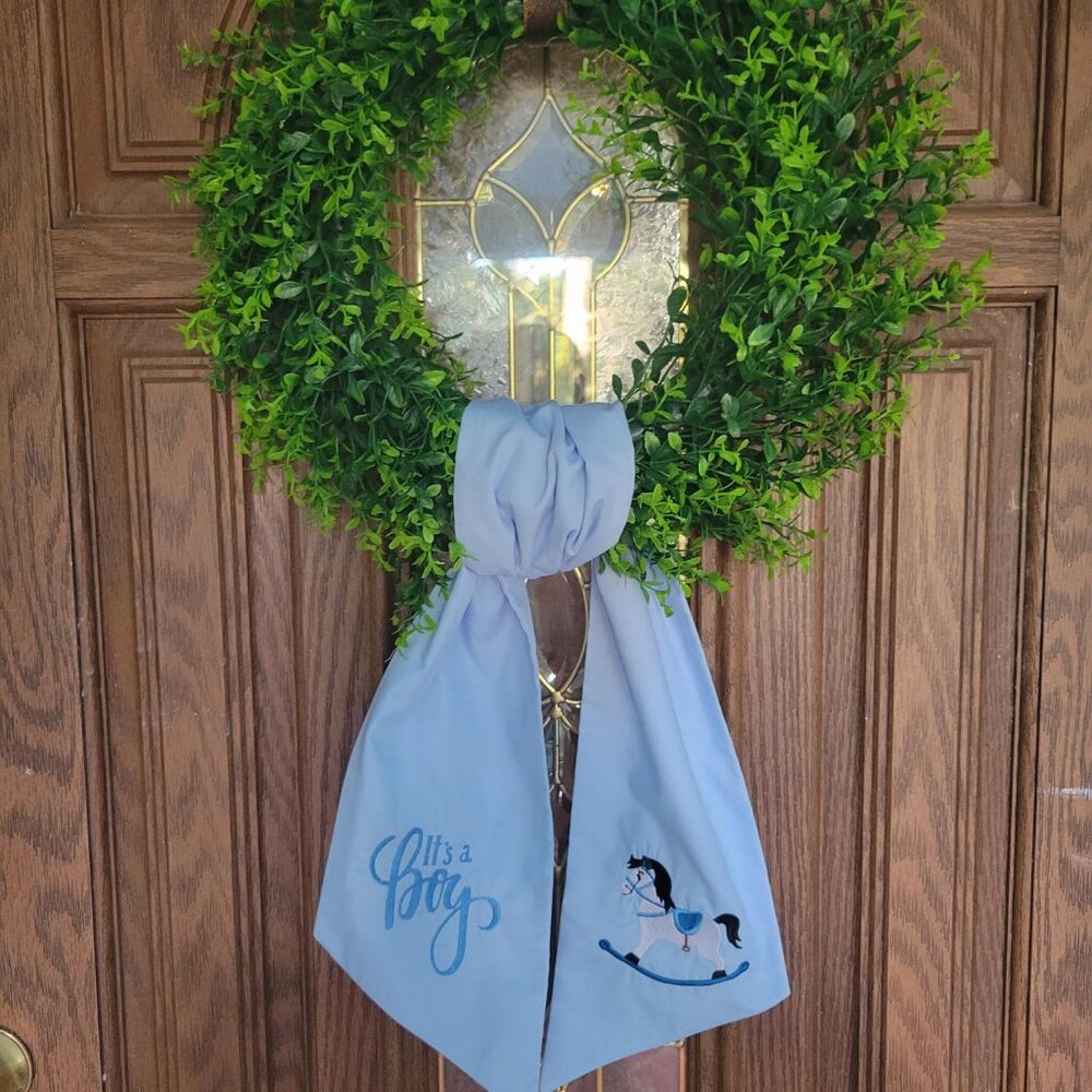 Baby Boy Wreath Sash--$35